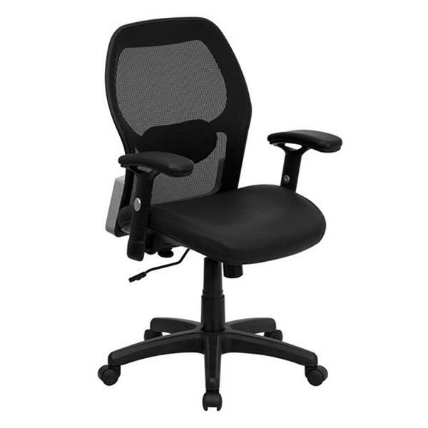 Offex Mid-Back Super Mesh Office Chair with Black Leather Seat [OF-LF ...